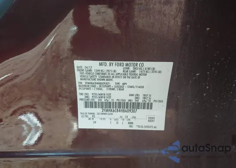 2017 Ford Flex Sel из США, поврежденный, VIN 2FMHK6C84HBA09307